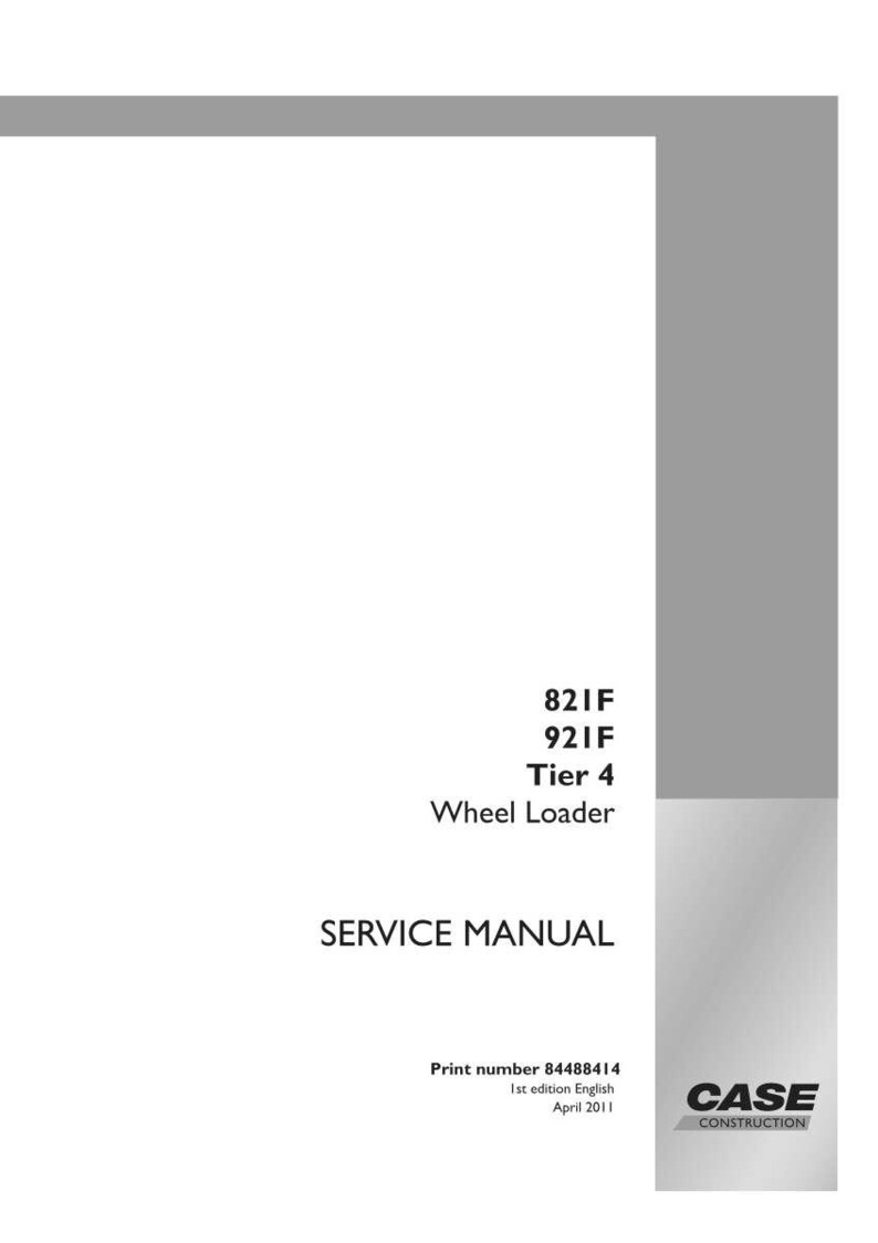May include: A white service manual for a wheel loader, featuring the text "821F, 921F, Tier 4, Wheel Loader, SERVICE MANUAL." The Case Construction logo is in the bottom right corner. Print number 84488414, 1st edition English, April 2011.