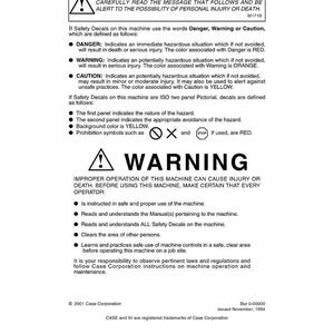 Puede incluir: Un documento blanco con informaci&oacute;n de seguridad, que incluye la palabra "ADVERTENCIA" en negrita. Define los s&iacute;mbolos de alerta de seguridad y los significados de "Peligro", "Advertencia" y "Precauci&oacute;n". Tambi&eacute;n enumera las responsabilidades del operador.