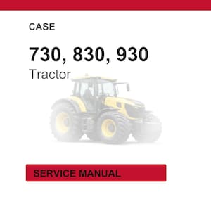 May include: A yellow and black tractor with large tires is featured in this image. The text above the tractor reads "730, 830, 930 Tractor". Below the tractor is a red rectangle with the words "SERVICE MANUAL".