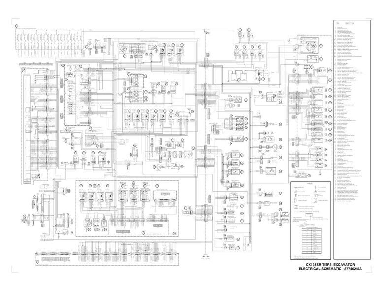 May include: Detailed electrical schematic for a CX135SR Tier3 excavator. The diagram is a complex arrangement of lines, symbols, and components, with text labels and a legend. The schematic is printed on a white background.