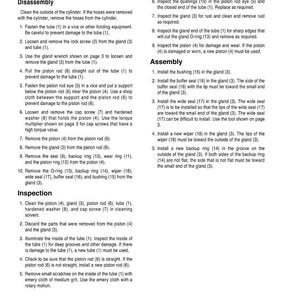 May include: A detailed technical manual page for the 580LE MODELE BOOM CYLINDER, featuring disassembly, inspection, and assembly instructions. Includes diagrams and step-by-step procedures for maintenance and repair.