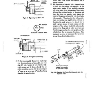 Puede incluir: Una p&aacute;gina de manual t&eacute;cnico con dibujos lineales en blanco y negro e instrucciones de texto para el montaje mec&aacute;nico. Los diagramas ilustran el apriete de una tuerca de pist&oacute;n, el ajuste de un anillo localizador y la inserci&oacute;n de un v&aacute;stago.