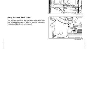 May include: A technical manual page titled 7 - MAINTENANCE featuring two black and white line drawings. The first shows a bracket labeled 3 and screws labeled 2. The second shows a relay and fuse panel cover with screws labeled 1 for removal.