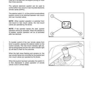 K&ouml;nnte beinhalten: Eine Seite aus einem technischen Handbuch mit dem Titel SECTION 3 - FIELD OPERATIONS zur elektronischen Joystick-Bedienung. Sie enth&auml;lt Textanweisungen, ein Diagramm eines Wahlschalters mit den Nummern 1, 2 und 3 sowie eine Strichzeichnung.