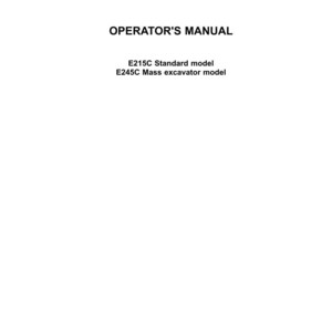 May include: A white operator's manual for New Holland Construction equipment. The cover features the New Holland Construction logo, the text E215C Standard model, E245C Mass excavator model, and the document code Con-47619503 with March 2015 date.