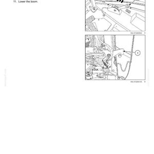 May include: Diagram from a manual showing controls and instruments. The image includes two detailed illustrations of machinery components, with numbered labels and arrows pointing to specific parts. Text instructions are also included.