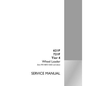 K&ouml;nnte beinhalten: Ein wei&szlig;es Servicehandbuch mit grauen Akzenten. Der Text enth&auml;lt "621F, 721F, Tier 4, Wheel Loader, SERVICE MANUAL" und "CASE CONSTRUCTION". Teilenummer 84605841, 1. Auflage Englisch, Mai 2012.