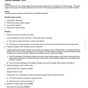 May include: A document detailing fault codes for an electrical system, specifically the 65660-03 Injection Processor error. The text provides troubleshooting steps, including checking the ECU, harness, connectors, and fuse. The document includes technical information.