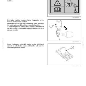May include: Diagram of a rotating beacon with instructions. The image shows a beacon light, a switch, and diagrams illustrating the beacon's operation and positioning. Text includes safety instructions and operational guidance.