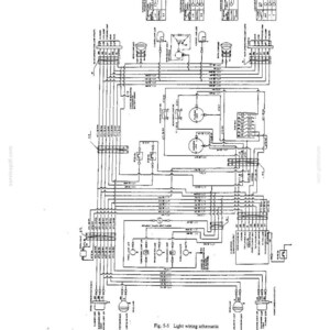 May include: A technical black and white light wiring diagram labeled Fig. 5-5 Light wiring schematic. The document displays complex electrical circuits, various symbols for lamps, switches, and connectors, with text annotations detailing connections.