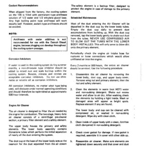 Puede incluir: P&aacute;gina de un manual titulada "UPPERSTRUCTURE MODEL 120 CRAWLER" con texto sobre recomendaciones de refrigerante, inhibidores de corrosi&oacute;n y mantenimiento del filtro de aire del motor. Incluye diagramas e instrucciones.