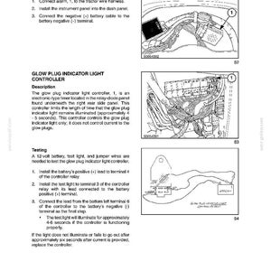 K&ouml;nnte beinhalten: Eine Seite aus einem Handbuch mit dem Titel &bdquo;ABSCHNITT 55 - ELEKTRISCHES SYSTEM - KAPITEL 1&ldquo;. Die Seite enth&auml;lt Diagramme und Anweisungen zur Installation und zum Testen eines Vorgl&uuml;h-Kontrollleuchten-Controllers. Der Text umfasst Installationsschritte und Testverfahren.