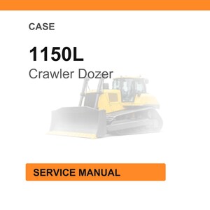 Puede incluir: Imagen de un manual de servicio Case 1150L Crawler Dozer. El texto "CASE" est&aacute; en la parte superior, con "1150L" en negrita debajo. Las palabras "Crawler Dozer" est&aacute;n debajo del n&uacute;mero de modelo. Las palabras "SERVICE MANUAL" est&aacute;n en un rect&aacute;ngulo naranja en la parte inferior.