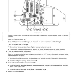May include: Technical diagram showing electrical system fault codes, with a detailed schematic of connectors and components. The diagram includes labels such as H8, H9, H14, and H15, alongside troubleshooting steps and instructions.