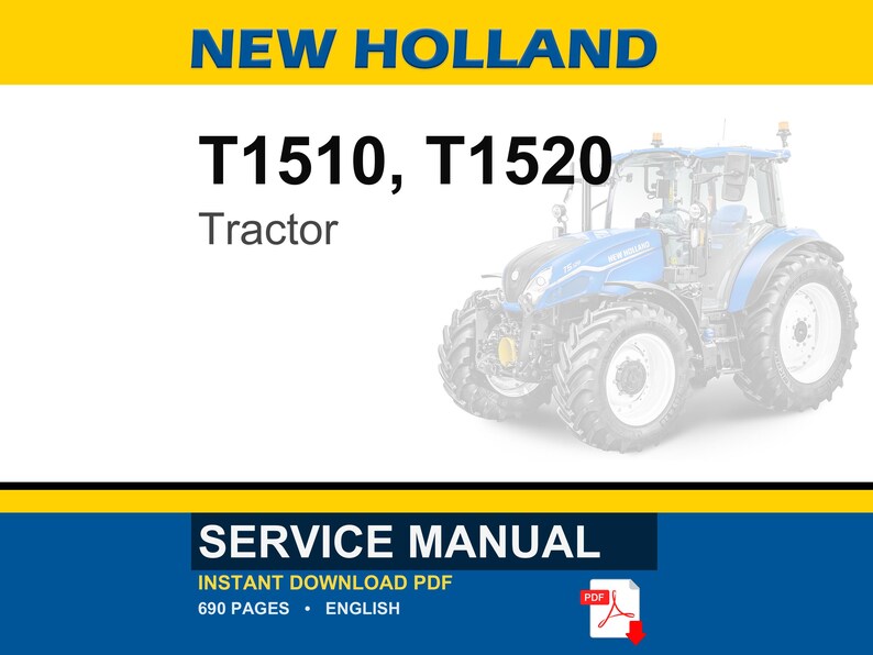 New Holland T1510, T1520 Tractor Service Repair Workshop Manual Pdf | Instant Pdf Download image 1