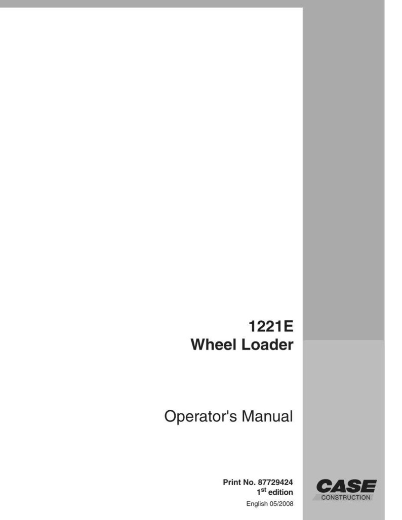 May include: White Operator's Manual for a 1221E Wheel Loader. The cover features the text "1221E Wheel Loader" and "Operator's Manual" in black font. The Case Construction logo is in the bottom right corner. The print number is 87729424.