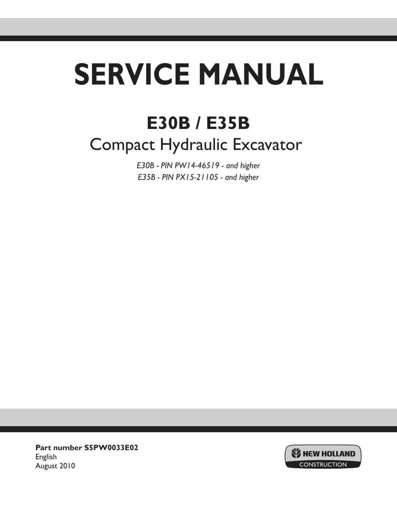 New Holland E30B, E35B Compact Hydraulic Excavator Service Repair Workshop Manual | Instant PDF Download image 3