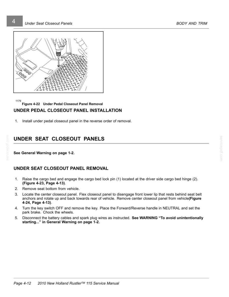 New Holland Rustler 115 Utility Vehicle Service Repair Workshop Manual | Instant PDF Download image 4