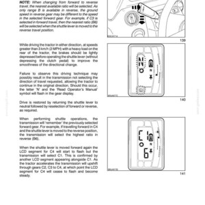 May include: A technical manual page titled SECTION 2 - CONTROLS, INSTRUMENTS AND OPERATION. It features three black and white diagrams showing a tractor shuttle lever, a gear display with the letter N, and a digital display showing C1 and 6.
