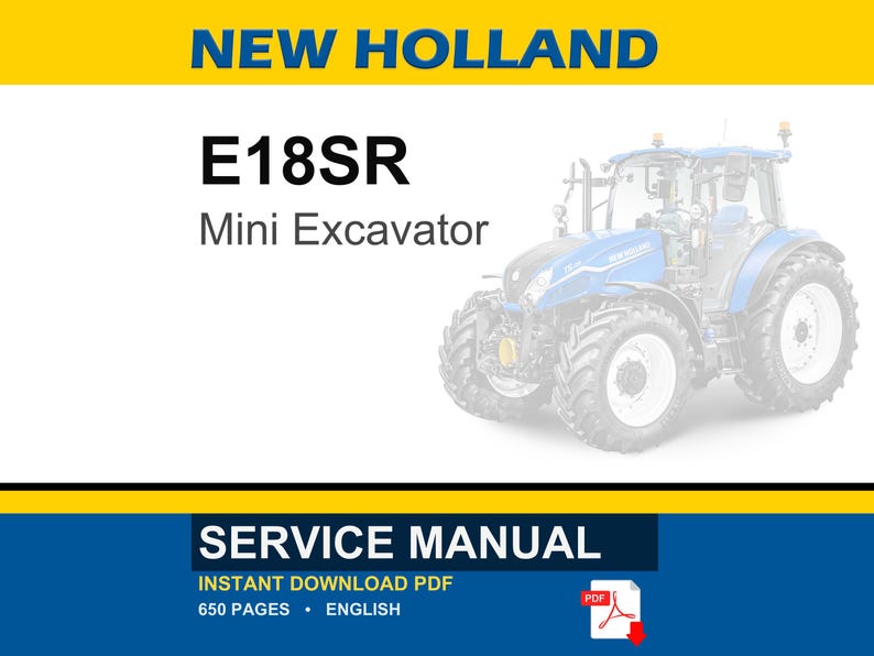 New Holland E18SR Mini Excavators Service Repair Workshop Manual | Instant PDF Download image 1