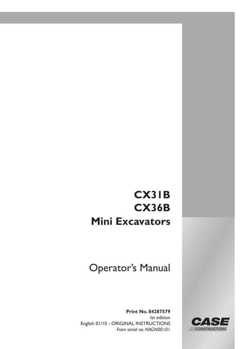 May include: White Operator's Manual for CX31B and CX36B Mini Excavators. The cover features the text "CX31B CX36B Mini Excavators Operator's Manual". The Case Construction logo is in the bottom right corner.