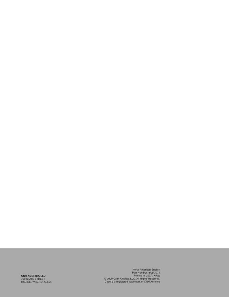 May include: White background with a gray horizontal band at the bottom. The band contains the text "CNH AMERICA LLC 700 STATE STREET RACINE, WI 53404 U.S.A." and other text including a part number and copyright information.