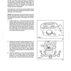 May include: A technical manual page titled SECTION 58 - ATTACHMENTS/HEADERS - CHAPTER 2, featuring black and white line drawings of mechanical components, numbered parts, and assembly instructions for a disc module with a 0.13 - 0.28 mm backlash.