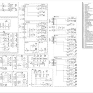 May include: A detailed electrical schematic for a CX300C excavator. The diagram is predominantly white with black lines and symbols, illustrating the excavator's electrical system. Text includes component descriptions and a legend. The title "CX300C EXCAVATOR ELECTRICAL SCHEMATIC" is visible.