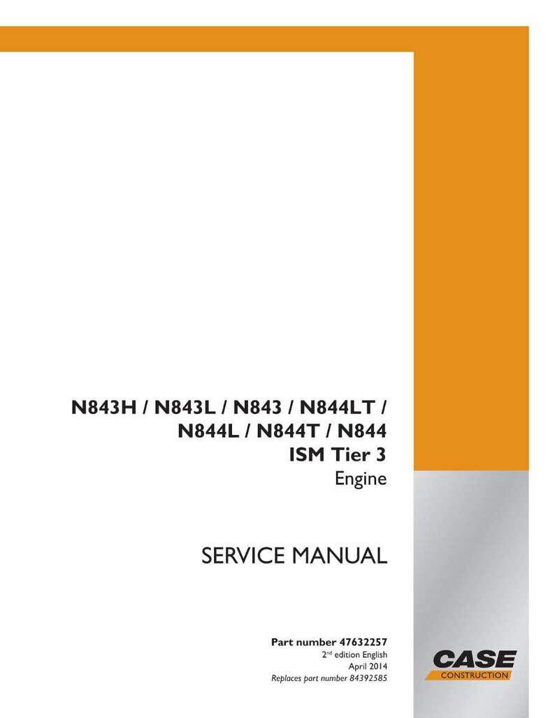 May include: A white service manual with orange and gray accents. The cover features text including "N843H / N843L / N843 / N844LT / N844L / N844T / N844 ISM Tier 3 Engine SERVICE MANUAL". The Case Construction logo is in the bottom right.