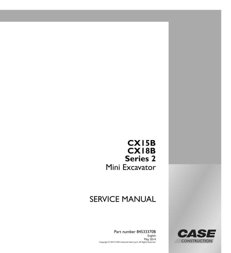May include: A white service manual for a CX15B and CX18B Series 2 Mini Excavator. The cover includes the text "SERVICE MANUAL" and the Case Construction logo. Part number 84533370B, English, May 2014 is also visible.
