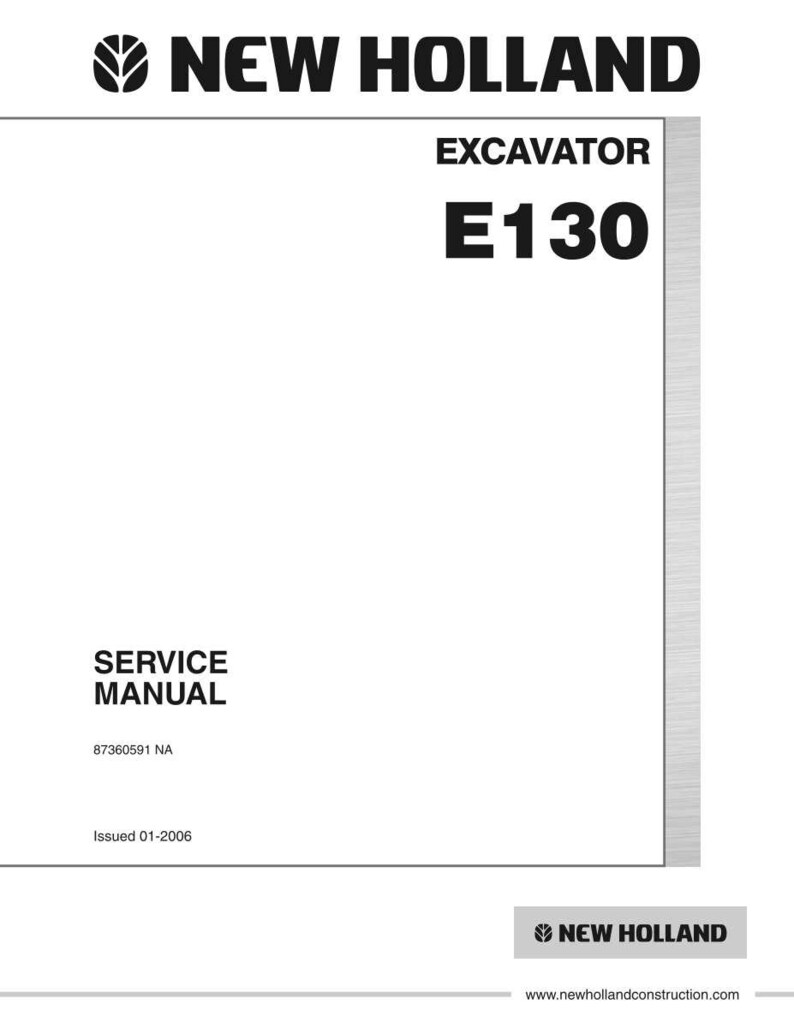 Manual de taller y servicio de la excavadora New Holland E130 en formato PDF / Descarga instantánea en PDF imagen 3