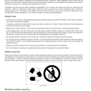 May include: A page from an informational document with the title "INTRODUCTION." It includes text about environmental safety, helpful hints, and battery recycling. The page features recycling symbols and text about proper disposal.