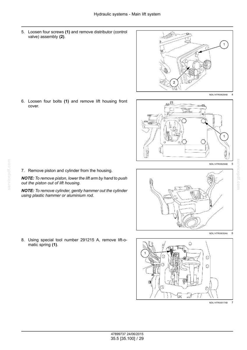K&ouml;nnte beinhalten: Diagramm des Hauptliftsystems eines Hydrauliksystems, mit nummerierten Komponenten und Demontageanweisungen. Enth&auml;lt Nahaufnahmen von Teilen, mit Messungen in cm.