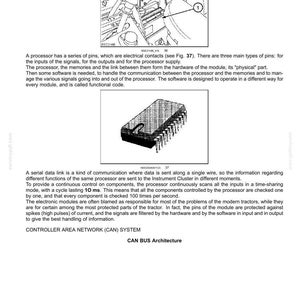 May include: Diagram of electronic modules with text. Includes a close-up of a black integrated circuit chip with multiple pins. The text describes the function of the modules and the CAN BUS architecture.