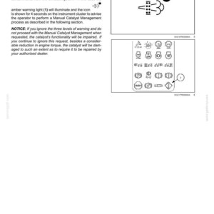 Pu&ograve; includere: Una pagina di manuale tecnico intitolata 3 - CONTROLS AND INSTRUMENTS con istruzioni per la gestione manuale del catalizzatore. Include un diagramma in bianco e nero di un'icona di scarico e una griglia con vari simboli del cruscotto.