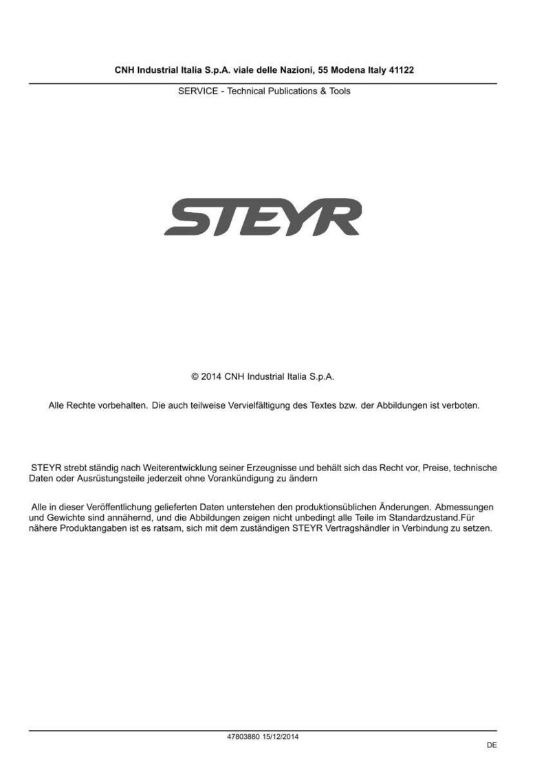 Steyr Kompakt 4075, 4085, 4095, 4105, 4115 Ecotech Traktor Wartungshandbuch Reparatur Werkstatthandbuch | PDF-Download | Market: Europe image 7