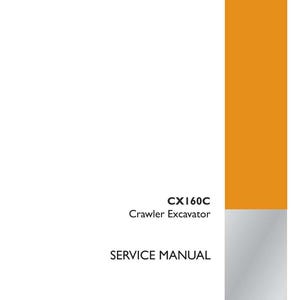 May include: A white service manual with orange accents. The cover features the text "CX160C Crawler Excavator SERVICE MANUAL." The Case Construction logo is in the bottom right corner. Part number 47795403, English, January 2016.