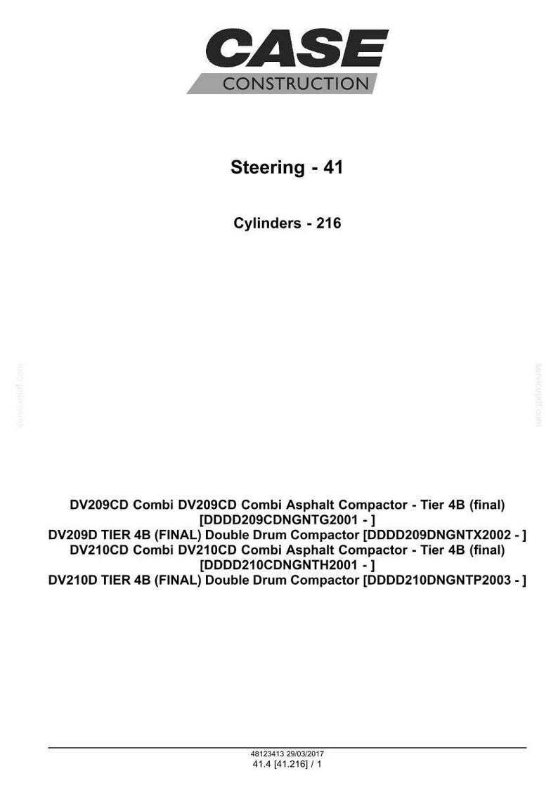 Case Construction DV209D, DV210D, DV209CD Combi, DV210CD Combi Tier 4B (slutlig) Dubbelvalskomprimator Servicemanual Pdf-nedladdning bild 6