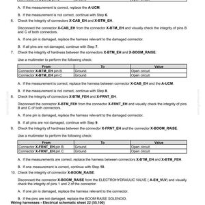 May include: A technical document titled "Electrical systems - FAULT CODES" with tables for multimeter checks. The document provides instructions for troubleshooting electrical system faults, including connector checks and harness replacement.