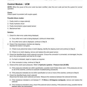 May include: Diagnostic information for electrical systems, including fault codes and troubleshooting steps. The document details error code 2385, inconsistent transmission output speed and engine speed, with possible failure modes and solutions.