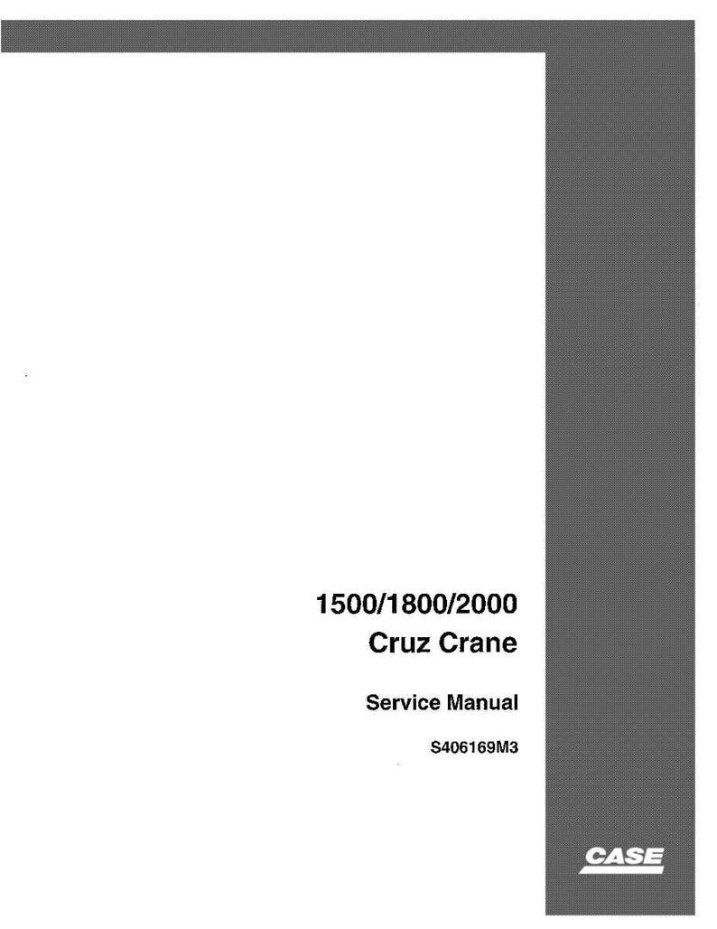 Puede incluir: Un manual de servicio blanco titulado "1500/1800/2000 Cruz Crane" con el texto "Service Manual" y el c&oacute;digo "S406169M3". El logotipo de Case est&aacute; en la esquina inferior derecha. El fondo es blanco con un borde gris.