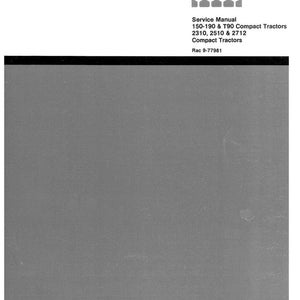 May include: A service manual for Case compact tractors. The cover features the Case logo and text: "Service Manual 150-190 & T90 Compact Tractors 2310, 2510 & 2712 Compact Tractors." The bottom of the cover includes the JI Case and Tenneco logos.