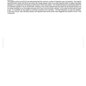 May include: A document titled "Electrical systems - FAULT CODES" with the text "3316 - Minimum Number of Injections Not Reached - Stop Engine." The text explains the context of the fault code.
