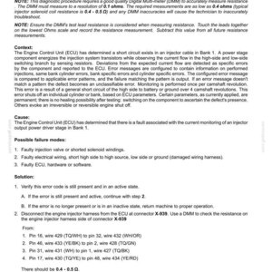 Puede incluir: Documento t&eacute;cnico que detalla el c&oacute;digo de error 3210, un cortocircuito en un cable de inyecci&oacute;n. Incluye pasos para la soluci&oacute;n de problemas, posibles causas como cableado defectuoso o la ECU, y mediciones requeridas con un mult&iacute;metro digital.