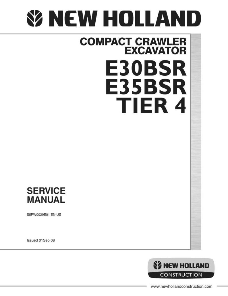 New Holland E30BSR Tier 4, E35BSR Tier 4 Compact Crawler Excavator Service Repair Workshop Manual | Instant PDF Download image 3