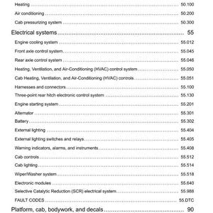 May include: A detailed list of hydraulic, cab climate, and electrical systems, including engine cooling, lighting, and warning indicators. The document also lists fault codes and platform components. The date on the bottom of the page is 15/06/2012.