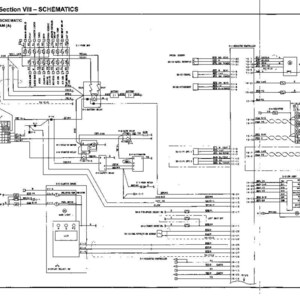 以下が含まれることがあります： Section VIII - SCHEMATICSと題された技術文書で、DX255SR (LC)モデルの電気回路図が示されています。白黒の図には、様々な電気部品、配線接続、および英語のラベルが表示されています。