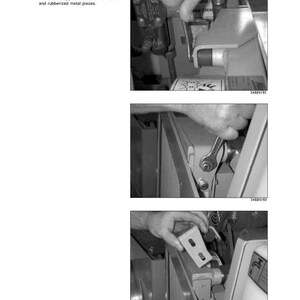 Puede incluir: Imagen en escala de grises de un manual, que muestra tres pasos para el mantenimiento del motor. El texto dice "3 - EL MOTOR" y "Retire el soporte superior del enfriador de aceite y las piezas met&aacute;licas recubiertas de goma". Las im&aacute;genes muestran manos trabajando en componentes del motor.