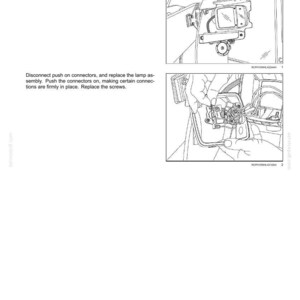 May include: Diagram illustrating the process of replacing driving lights. The image shows detailed steps, including removing screws and disconnecting connectors. Text provides instructions for the replacement procedure. The page number is 7-115.