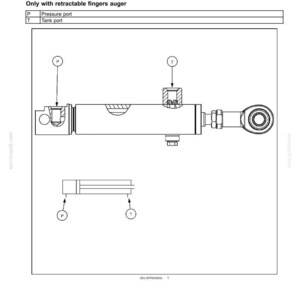 May include: Technical diagram of a reverser cylinder, labeled "Overview." The diagram includes a cylinder with labeled ports and a smaller diagram below. Text includes "Pressure port" and "Tank port."